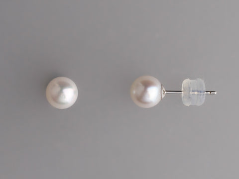 18K WHITE GOLD 6-6.5MM AKOYA PEARL STUD