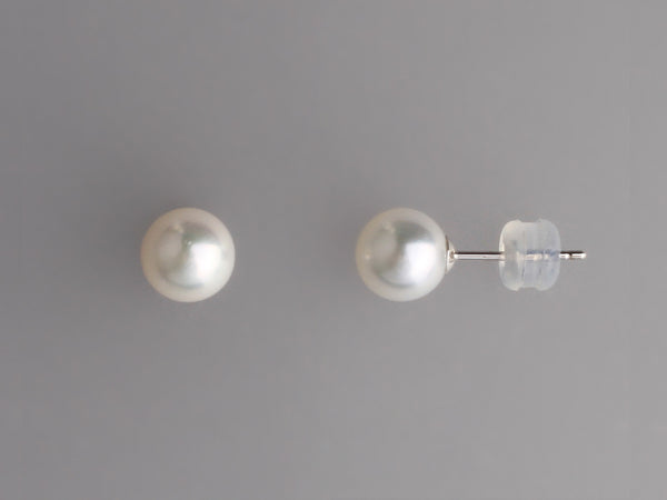 18K WHITE GOLD 7-7.5MM AKOYA PEARL STUD