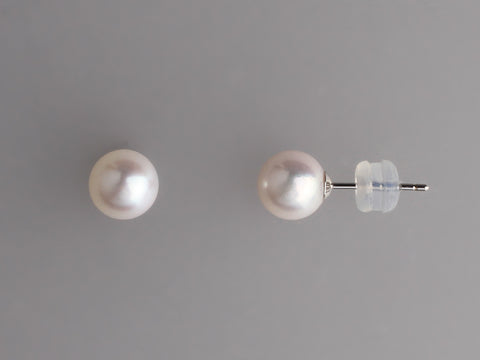 18K WHITE GOLD 7-7.5MM AKOYA PEARL STUD