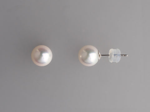 18K WHITE GOLD 8-8.5MM AKOYA PEARL STUD