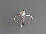 Sterling Silver Ring with 7.5-8mm Button Shape Freshwater Pearl