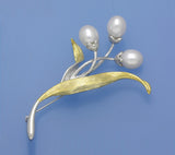 Sterling Silver Brooch with 8.5-9mm Drop Shape Freshwater Pearl - Wing Wo Hing Jewelry Group - Pearl Jewelry Manufacturer