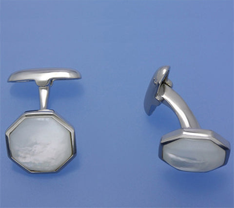 Sterling Silver Cufflink with Mother of Pearl