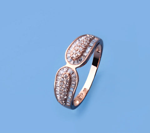 Rose Gold Plated Silver Ring with Cubic Zirconia