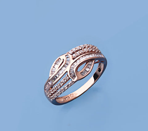 Rose Gold Plated Silver Ring with Cubic Zirconia