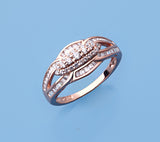 Rose Gold Plated Silver Ring with Cubic Zirconia - Wing Wo Hing Jewelry Group - Pearl Jewelry Manufacturer