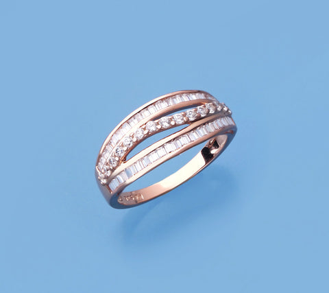 Rose Gold Plated Silver Ring with Cubic Zirconia