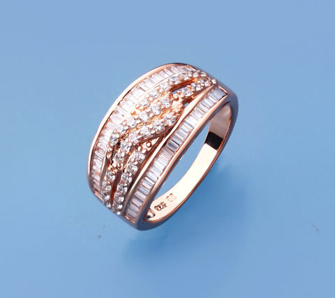 Rose Gold Plated Silver Ring with Cubic Zirconia