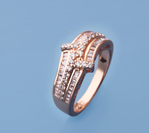 Rose Gold Plated Silver Ring with Cubic Zirconia