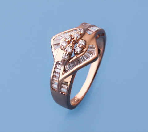 Rose Gold Plated Silver Ring with Cubic Zirconia