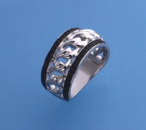 Sterling Silver Ring with Black Spinel